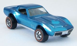 1968 Hot Wheels Custom Corvette Redline - Metallic Light Blue