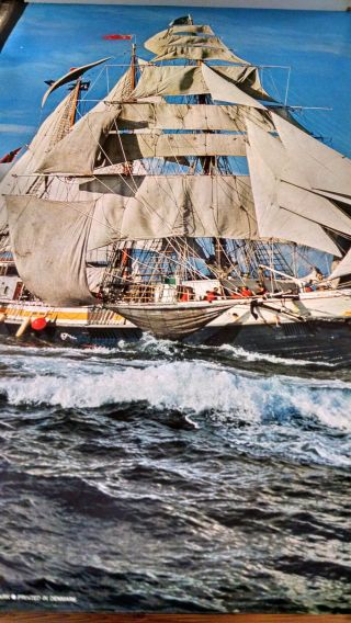 Vintage 1975 Regina Maru Sailing Vessel Ship Clipper Nos Wall Poster Pbx3423