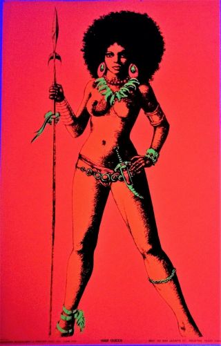 Vintage 1970 - War Queen Black Light Poster - 33 X 21.  5 " -