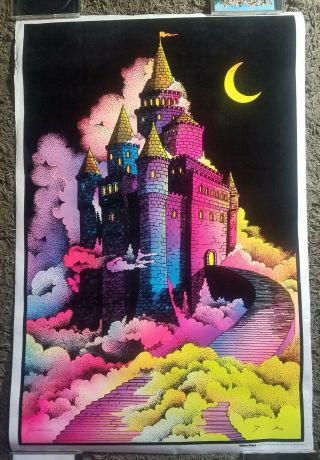 Enchanted Castle 1976 Blacklight Poster By Leon Hendrix (jimi 
