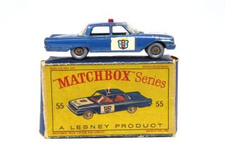 Matchbox Lesney No.  55b Ford Fairlane Police Car D Box (very Rare Silver Wheels)