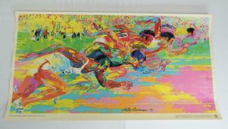 Vtg Olympic Track 1976 Leroy Neiman Art Print Poster Running Race 23 X 12