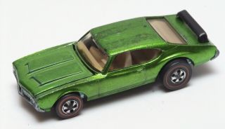 D51 Mattel Hot Wheels Redline 1971 Light Green Olds 442 - Issues