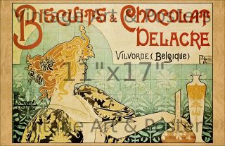 Vintage Art Nouveau Print - Biscuits & Chocalat Delacre - 11x17 Inches