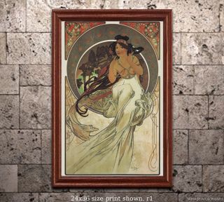 Alphonse Mucha - The Arts: Music - Poster/print [6 Sizes,  Matte,  Glossy Avail]