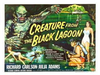 1954 Creature From The Black Lagoon Vintage Movie Poster Print Style D 18x24