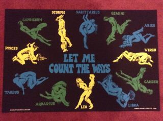 Let Me Count The Ways Vintage Blacklight Poster 1971 Astrology Sex Sign