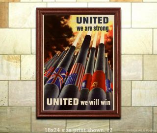 United We Are Strong Ww Ii Us Propaganda Poster [4 Sizes,  Matte,  Glossy Avail]