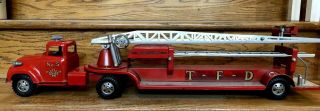 1950’s Tonka Tfd No.  5 Aerial Ladder Fire Truck Very