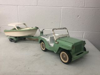 Tonka Jeep With Boat And Trailer Set 1960 