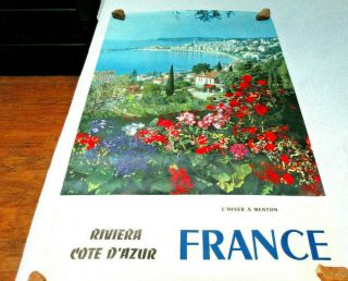 Vintage Poster France Riviera Cote D Azur Menton 50 