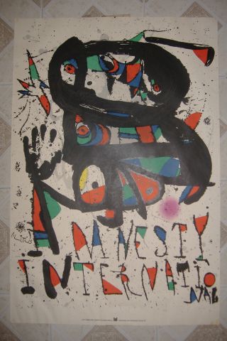 Joan Miro For Amnesty International Prisoners Of Conscience Year 1977 Old Poster
