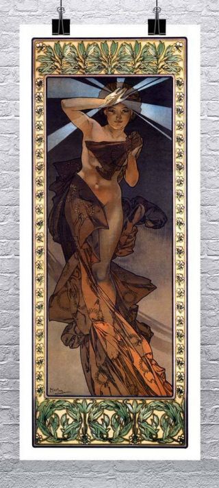 Morning Star 1902 Alphonse Mucha Fine Art Rolled Canvas Giclee Print 17x38 In.