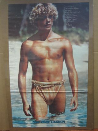 Vintage The Blue Lagoon 1980 Poster Christopher Atkins Hot Guy 3461