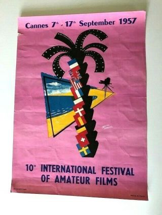Vintage Poster 1950s Cannes 10th International Festival Amateur Films