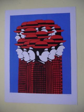 Yannis Gaitis Red Bowler Signed & Numbered Lithograph