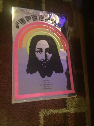 Jesus Christ Superstar Vintage Blacklight Poster Mirror Silver Metallic 1971