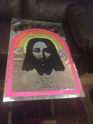 JESUS CHRIST SUPERSTAR VINTAGE BLACKLIGHT POSTER MIRROR SILVER METALLIC 1971 2