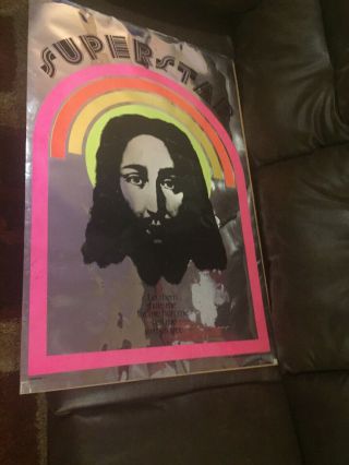 JESUS CHRIST SUPERSTAR VINTAGE BLACKLIGHT POSTER MIRROR SILVER METALLIC 1971 4