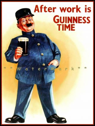 After Work Is Guinness Time Vintage Poster Print Art Irish Beer Advertising