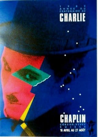 Vintage Poster Charlie Chaplin Fest.  Vevey 1989