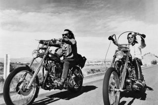 Easy Rider Fonda Hopper On Harley Chopper Motorcycle Poster Print B&w 24x36 9mil