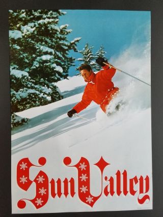 Sun Valley Idaho Snow Ski Poster 1960s Vintage Bald Mountain Skier Skis
