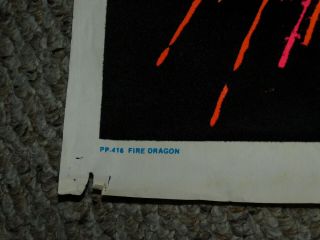 FIRE DRAGON Chinese Velva - Print Flocked Fantasy Blacklight Poster 1972 Vintage 4