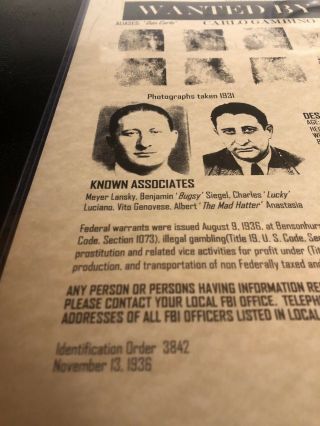 Carlo Gambino Mafia Mobster Picture & quote Poster print; Wanted FBI 3