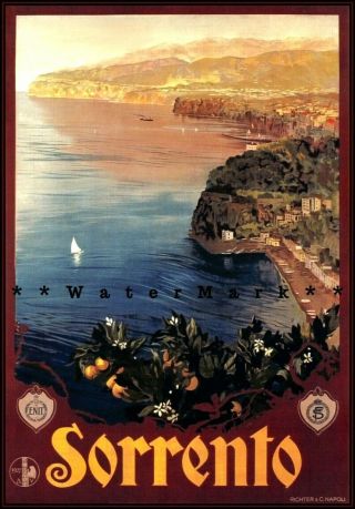 Sorrento 1927 Italy Vintage Poster Print Retro Style Italian Travel Wall Art
