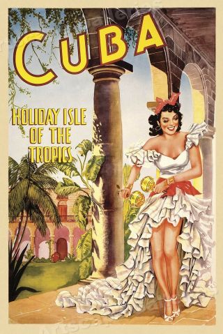 1949 Cuba Holiday Isle Of The Tropics Vintage Style Travel Poster - 24x36
