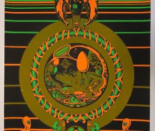 In The Beginning Vintage Houston Blacklight Poster Psychedelic 1970 Pin - up 70 ' s 4