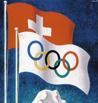 St Moritz Switzerland Olympic Winter Games 1928 Vintage Poster Print Retro Style 2