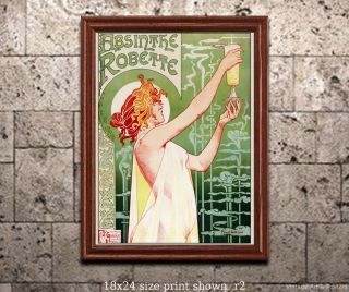 Absinthe Robette Vintage Art Nouveau Poster Print [6 Sizes,  Matte,  Glossy Avail]