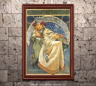 A.  Mucha Princezna Hyacinta Art Nouveau Poster [6 Sizes,  Matte,  Glossy Avail]