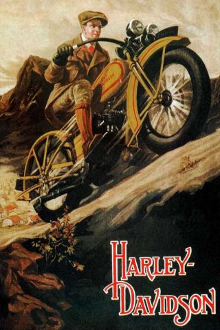 Vintage 1929 Harley Davidson Motorcycle Ad Poster Print 24x16 9 Mil Paper