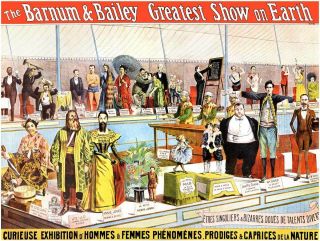 Greatest Freak Show On Earth Vintage Circus Poster Canvas Giclee 30x24 Inches