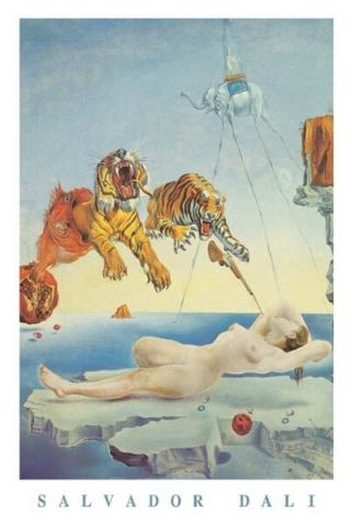 Dream Caused By A Bee Flight Poster Salvador Dali Tiger Surrealist Spain