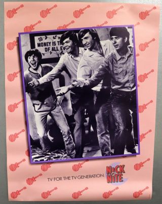 The Monkees 1986 Mtv Networks Promo Poster 18”x24” Tork Dolenz Rare