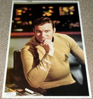 Star Trek Captain Kirk In Chair Bridge Poster 1976 Dargis 3390 William Shatner