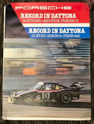 Vintage Porsche Racing Poster.  Record In 24h Daytona - Interscope