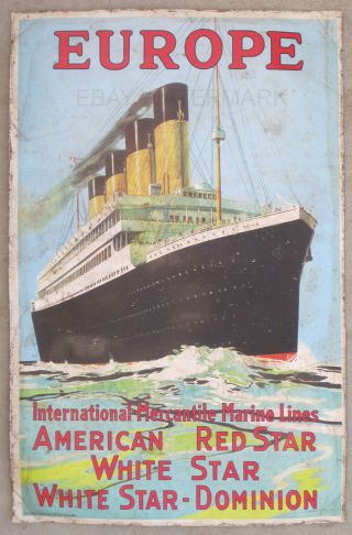 1912 Titanic White Star Europe Travel Poster Art Print 11 X 17 Red Star Olympic