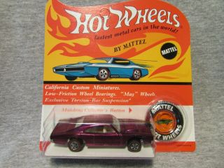 HOT WHEELS REDLINE CUSTOM DODGE CHARGER,  MAGENTA,  WHITE INT.  MIBP 2