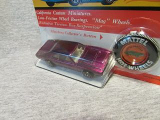 HOT WHEELS REDLINE CUSTOM DODGE CHARGER,  MAGENTA,  WHITE INT.  MIBP 3