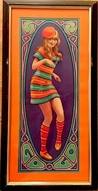 Go - Go - Girl Psychedelic Lithograph Poster By Paul Detlefsen,  Framed,  1967