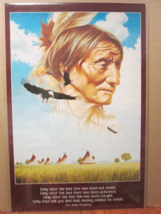Vintage 1993 Cree Indian Prophecy Poster 8001