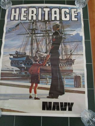 Vintage 1979 U.  S.  Navy Recruiting,  Full Size Poster,  Heritage,  Uss Constitution