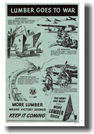 Lumber Goes To War - Ww2 Army Vintage Art Print Poster