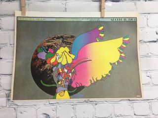 Vtg Peter Max Poster 1970 Mcm Mod 11x16” Apollo Number Two Moon Landing 4