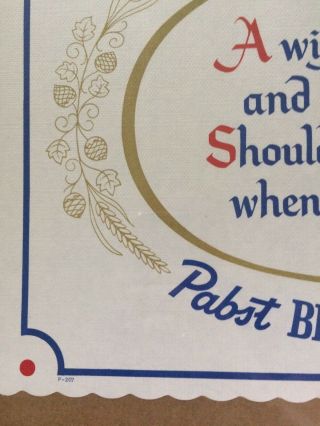 Vtg Pabst Blue Ribbon Beer Placemat Advertisement Milwaukee Wisconsin 5